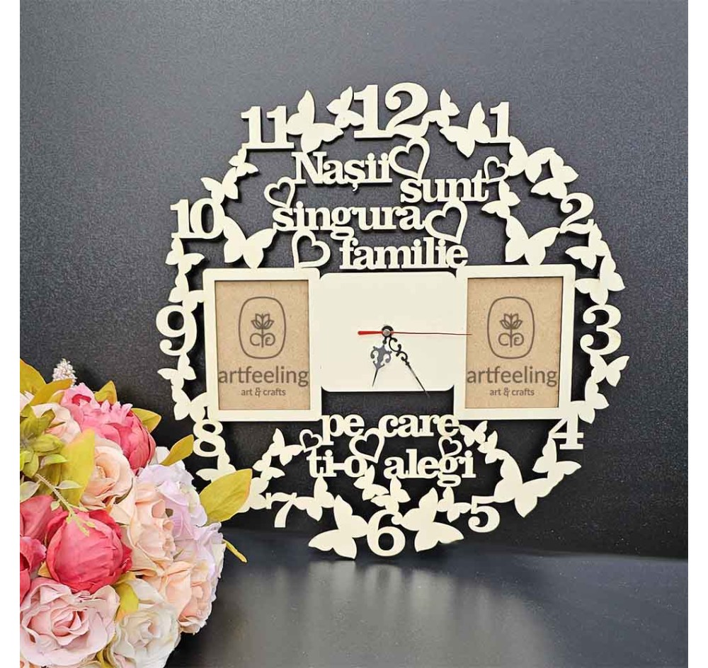 CADRAN CEAS CU LOC 2 POZE- NASII SUNT SINGURA FAMILIE...