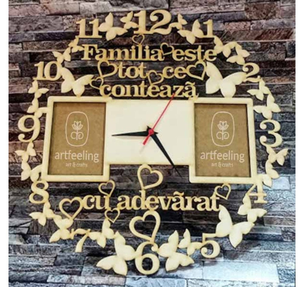 CADRAN CEAS CU LOC 2 POZE -"FAMILIA ESTE TOT...