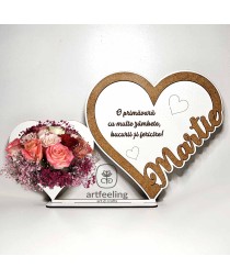 SUPORT INIMA CU TEXT- MARTIE- CU LOC PENTRU FLORI