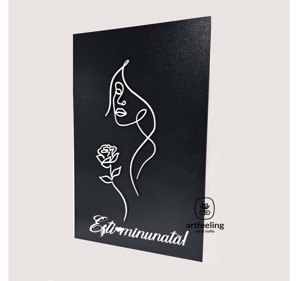 TABLOU CHIP FEMEIE- TRANDAFIR- ESTI MINUNATA