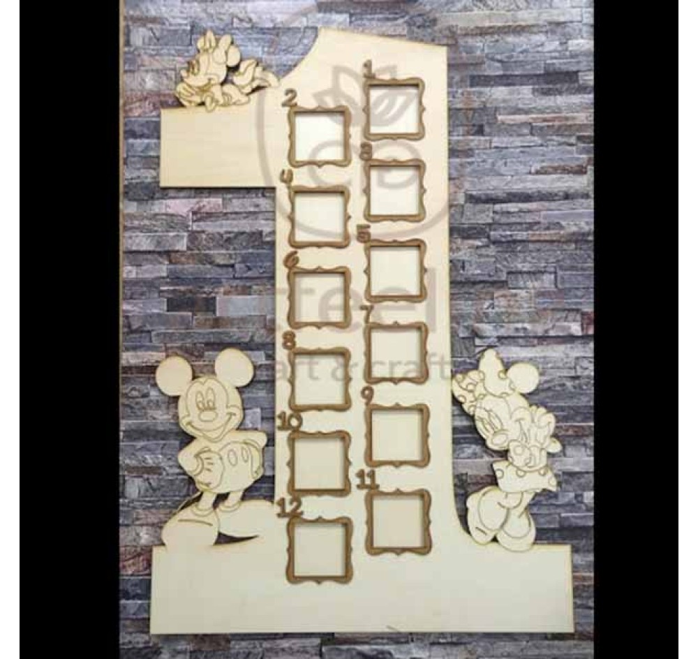 RAMA FOTO CIFRA 1 CU MINNIE SI MICKEY 60 CM