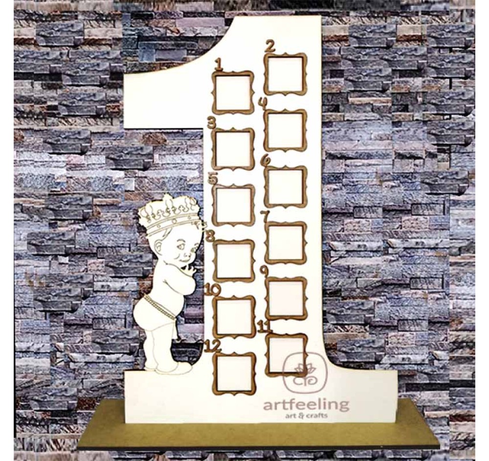 RAMA FOTO CIFRA 1 CU BEBE PRINȚ 60 CM