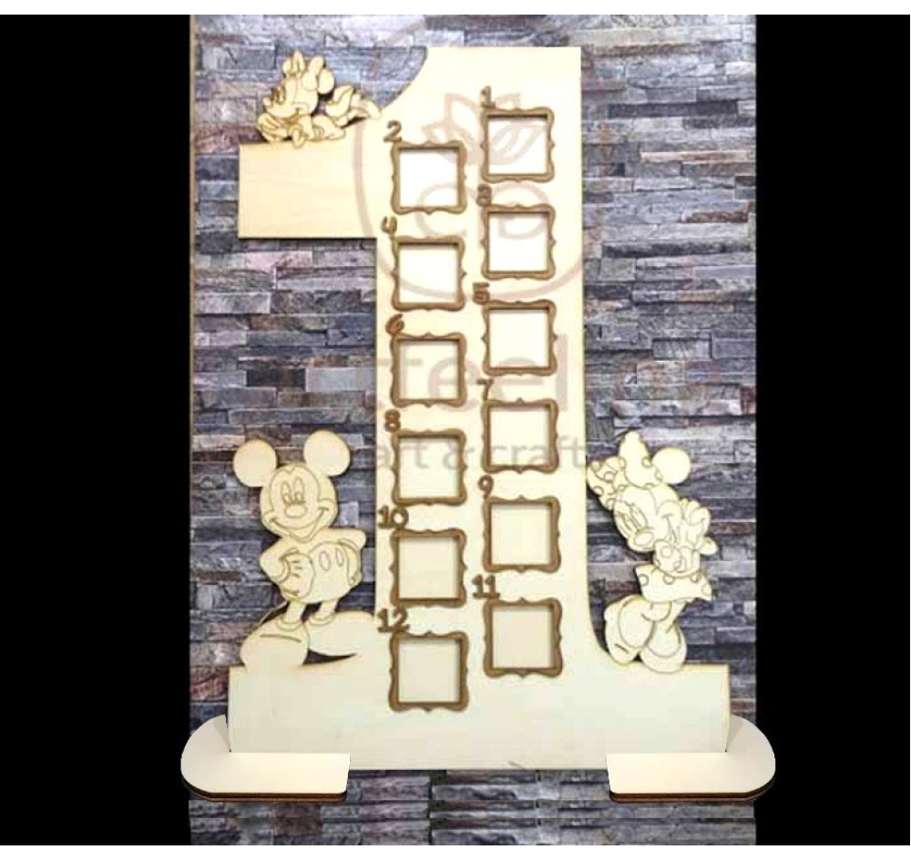 RAMA FOTO CIFRA 1 CU MINNIE SI MICKEY 60 CM