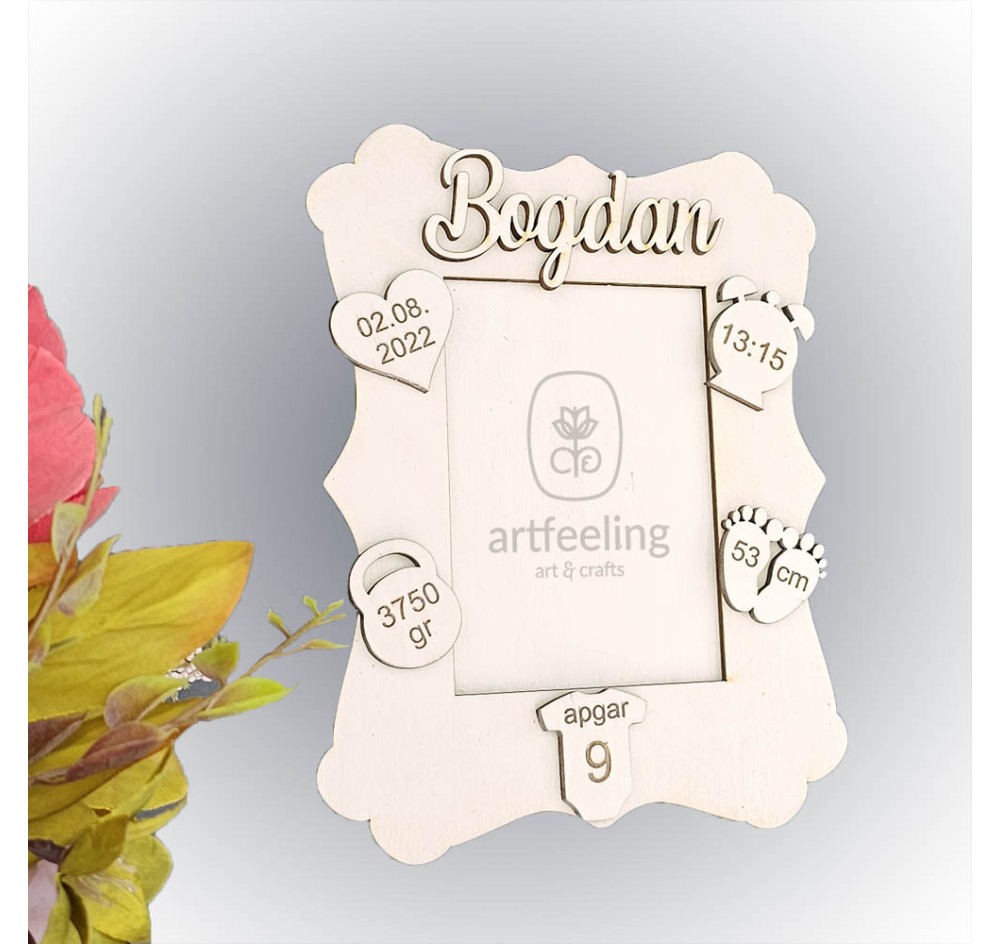 RAMA FOTO CU DATELE DE LA NASTERE 23X18 CM